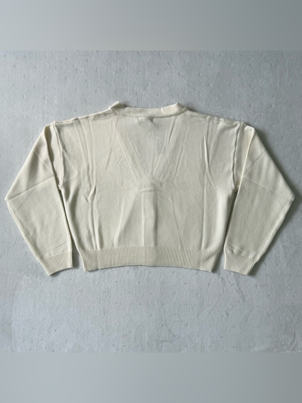 Fashion Nova Classic Cream Lightweight Knit Cropped Button Cardigan Sweater XL - Picture 6 of 12
